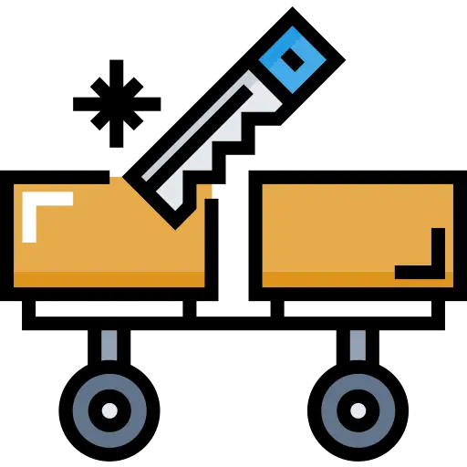 Icon representing the disassembly and reassembly of modular office furniture and workstations.
