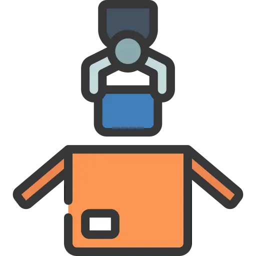 Icon representing professional packing and unpacking for office files and equipment.