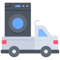 Movers safely transporting old kitchen appliances like a microwave for appliance removal service in Auckland.