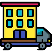 A moving truck parked at the base of a modern high-rise apartment building in Auckland, representing our specialist moving company.