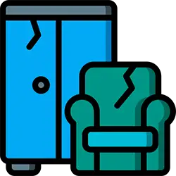 An old sofa and broken coffee table ready for furniture removal service in Auckland.