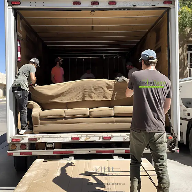 A friendly, uniformed member of our Auckland moving team standing confidently next to a clean, modern moving truck.